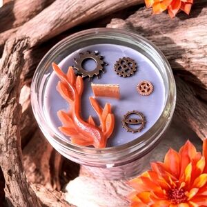 Hand crafted, Wicked Worthy Wax, fire gears 6 oz candle